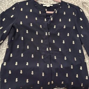 Cooper & Ella Black Skirt with Gold Pineapple Print 3/4 Sleeve